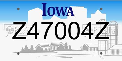 Z47004Z Iowa License Plate