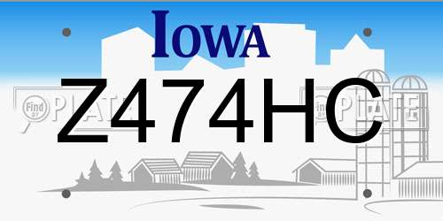 Z474HC Iowa License Plate