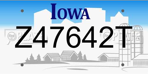 Z47642T Iowa License Plate