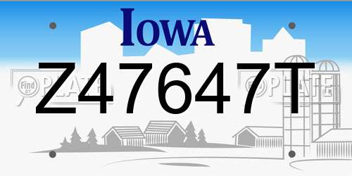 Z47647T Iowa License Plate