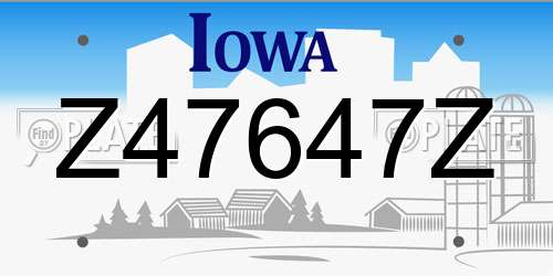 Z47647Z Iowa License Plate