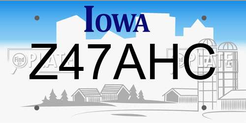 Z47AHC Iowa License Plate