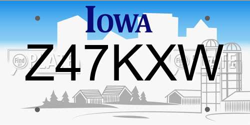 Z47KXW Iowa License Plate