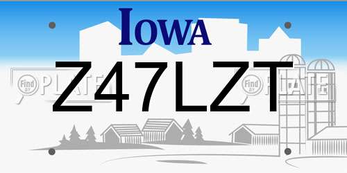 Z47LZT Iowa License Plate