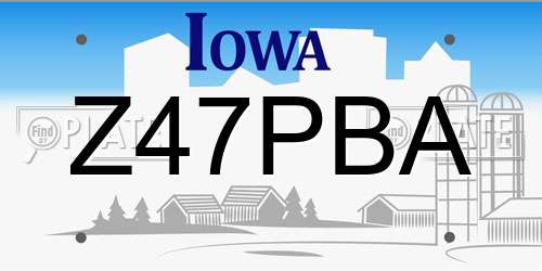 Z47PBA Iowa License Plate