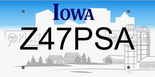 Z47PSA Iowa License Plate