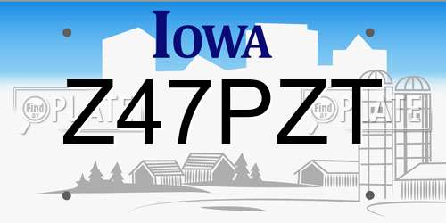 Z47PZT Iowa License Plate