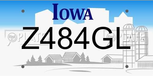 Z484GL Iowa License Plate