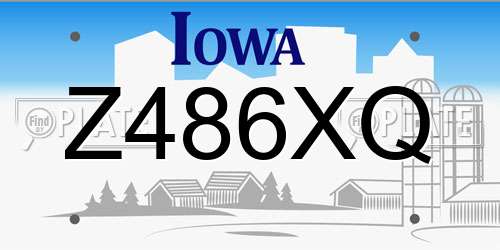 Z486XQ Iowa License Plate