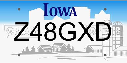 Z48GXD Iowa License Plate