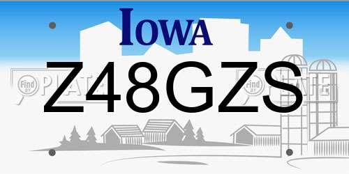 Z48GZS Iowa License Plate