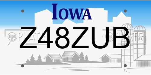 Z48ZUB Iowa License Plate
