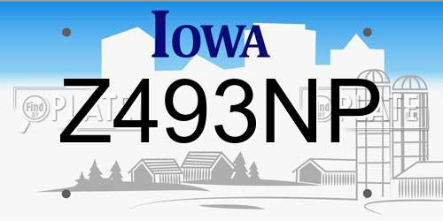 Z493NP Iowa License Plate