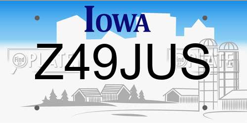 Z49JUS Iowa License Plate