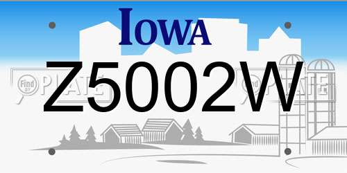 Z5002W Iowa License Plate