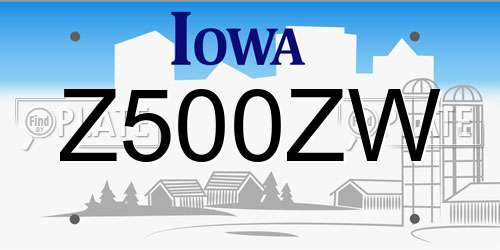 Z500ZW Iowa License Plate