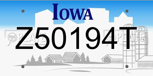 Z50194T Iowa License Plate