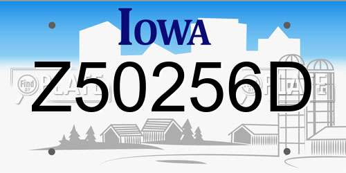 Z50256D Iowa License Plate