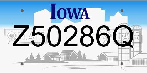 Z50286Q Iowa License Plate