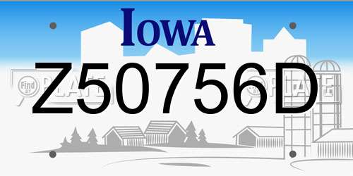 Z50756D Iowa License Plate
