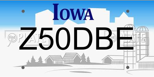Z50DBE Iowa License Plate