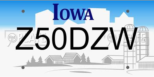 Z50DZW Iowa License Plate