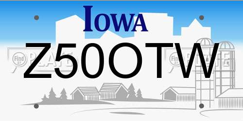 Z50OTW Iowa License Plate