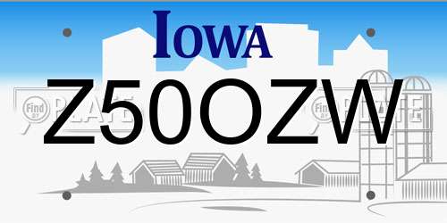 Z50OZW Iowa License Plate