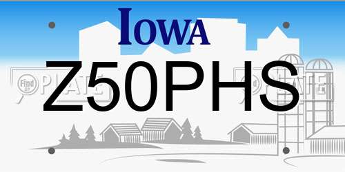 Z50PHS Iowa License Plate