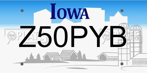 Z50PYB Iowa License Plate