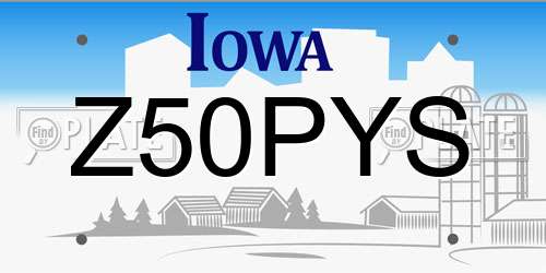 Z50PYS Iowa License Plate