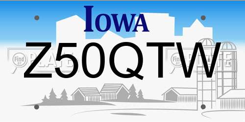 Z50QTW Iowa License Plate