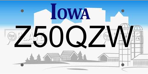 Z50QZW Iowa License Plate