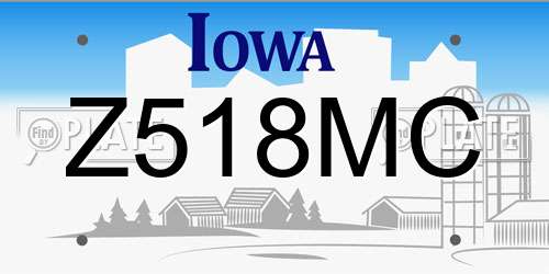 Z518MC Iowa License Plate