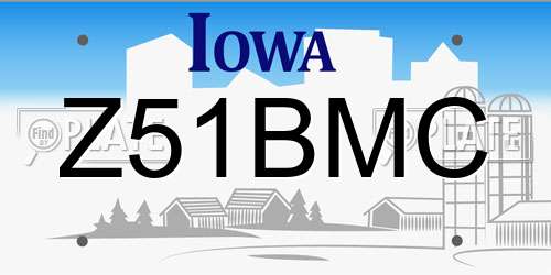 Z51BMC Iowa License Plate