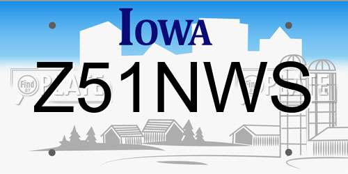Z51NWS Iowa License Plate