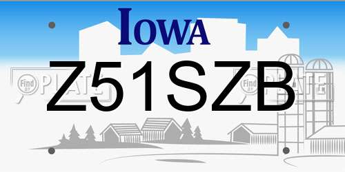 Z51SZB Iowa License Plate