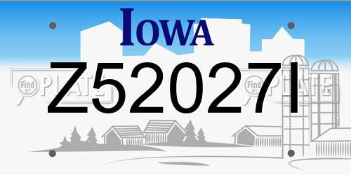 Z52027I Iowa License Plate