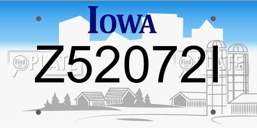 Z52072I Iowa License Plate