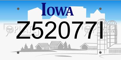 Z52077I Iowa License Plate