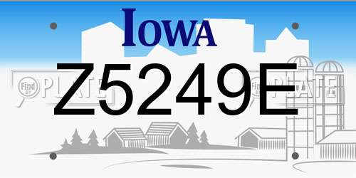 Z5249E Iowa License Plate