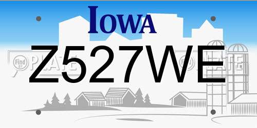 Z527WE Iowa License Plate