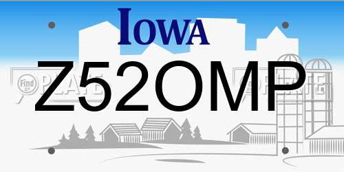 Z52OMP Iowa License Plate