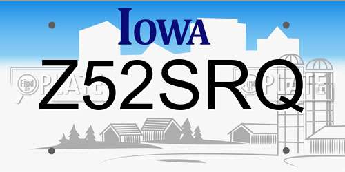 Z52SRQ Iowa License Plate