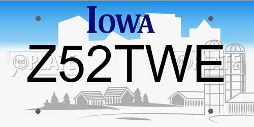 Z52TWE Iowa License Plate