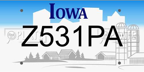 Z531PA Iowa License Plate