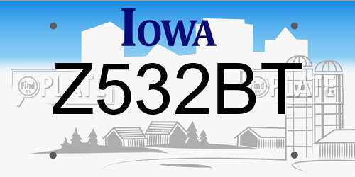 Z532BT Iowa License Plate
