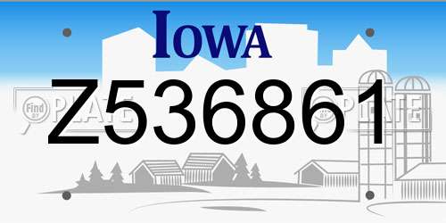 Z536861 Iowa License Plate