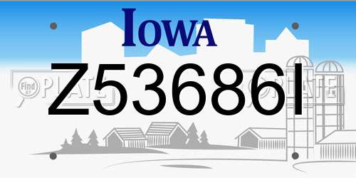 Z53686I Iowa License Plate