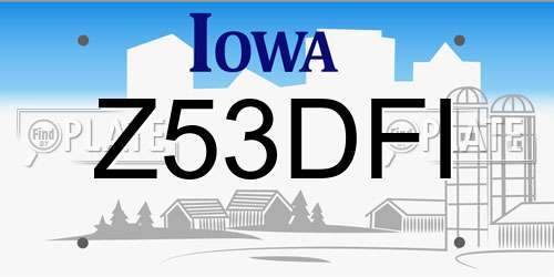 Z53DFI Iowa License Plate